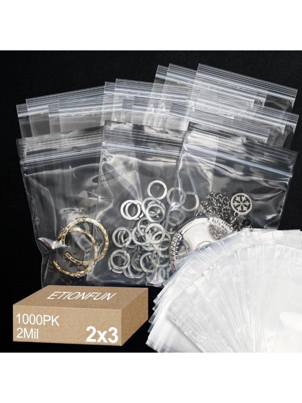 1000 Clear Resealable Plastic Bags 2x3 Inch for Jewelry, Crafts, Food Storage
